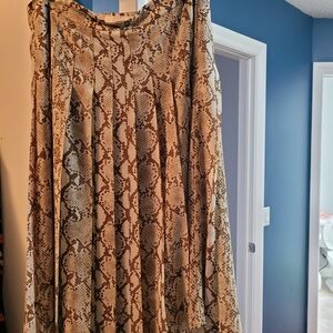 MICHAEL Michael Kors Brown Snake-Print Pleated Maxi Skirt